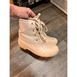 Girls Sperry Beige Rain & Snow Boots Size 1 (Little Girl)